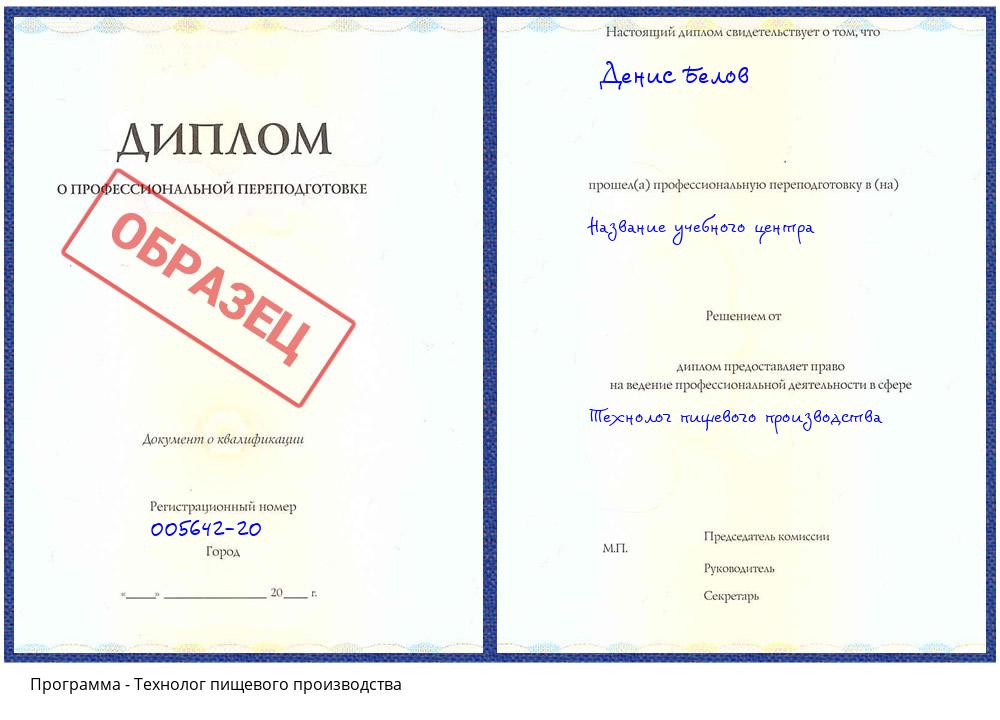 Технолог пищевого производства Новошахтинск