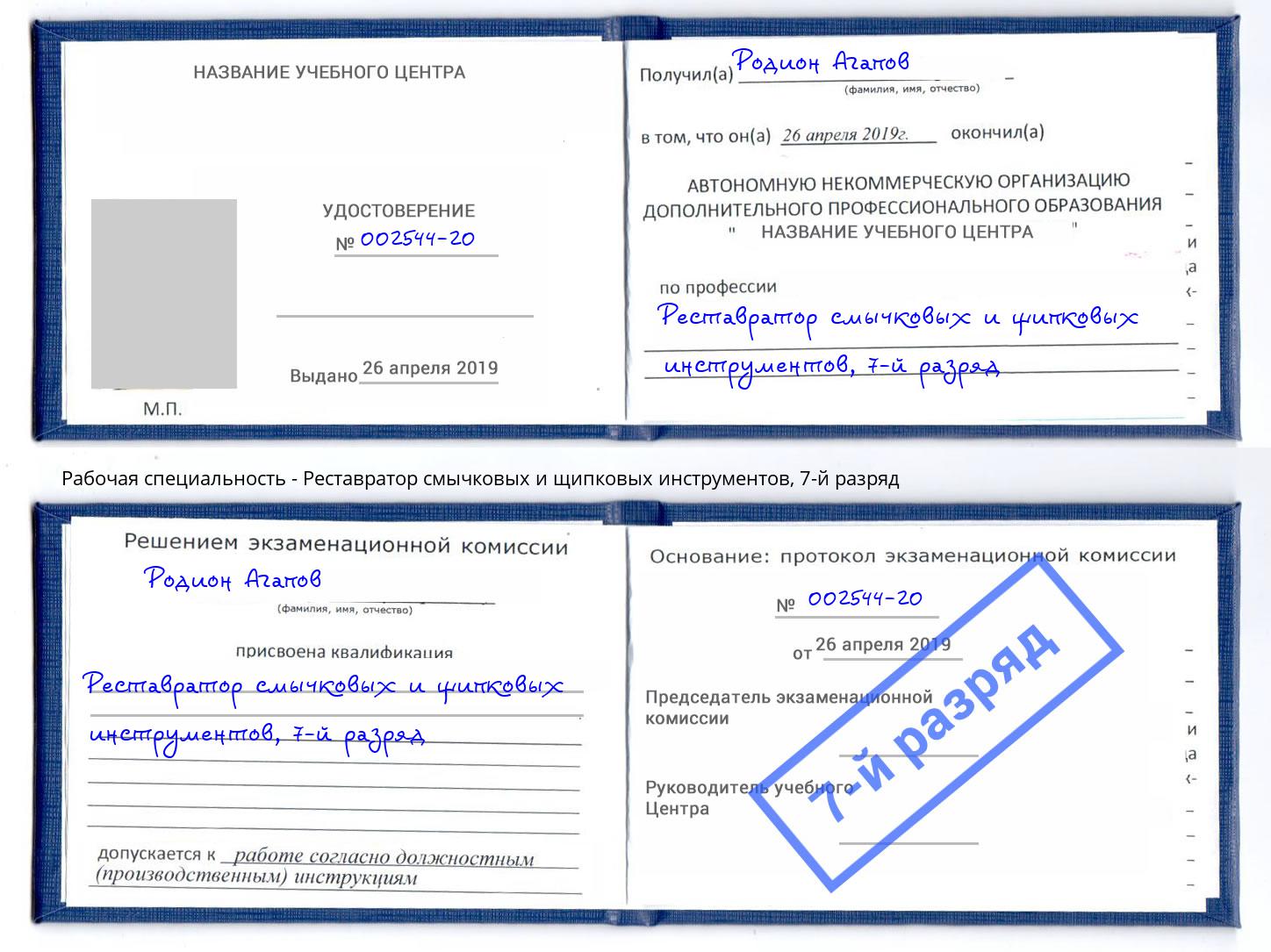 корочка 7-й разряд Реставратор смычковых и щипковых инструментов Новошахтинск